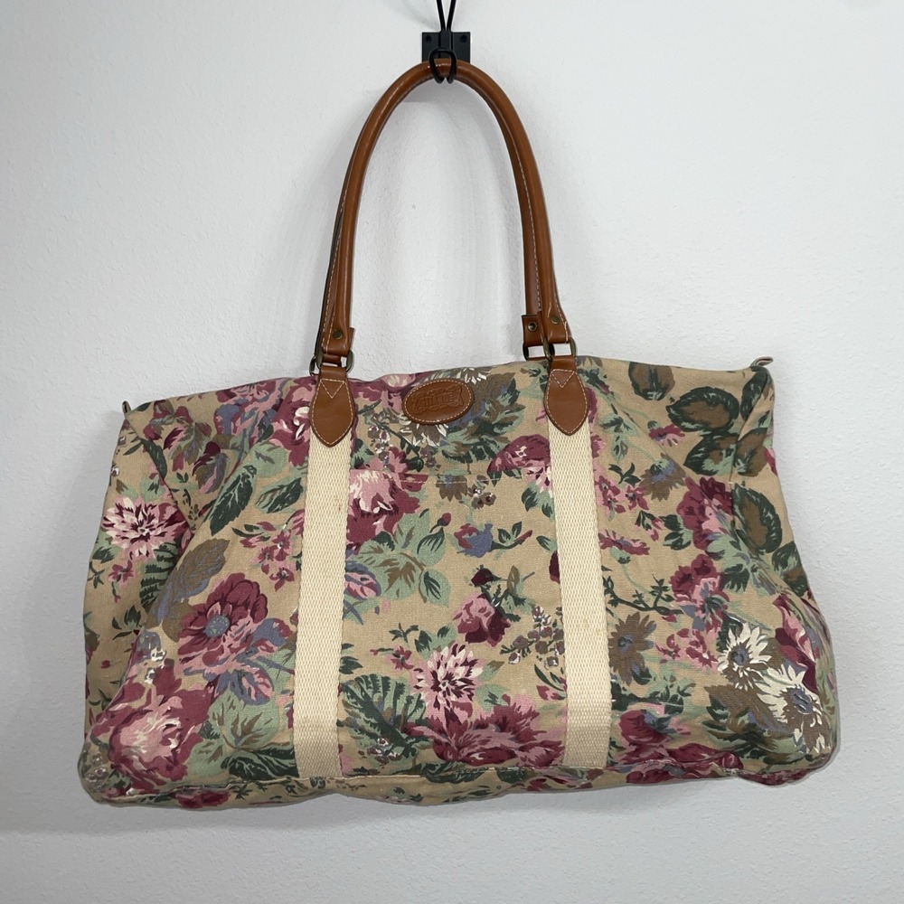 Gitano Floral Duffle Bag Pink Rose Tote 90s Travel Weekender Double Handle China
